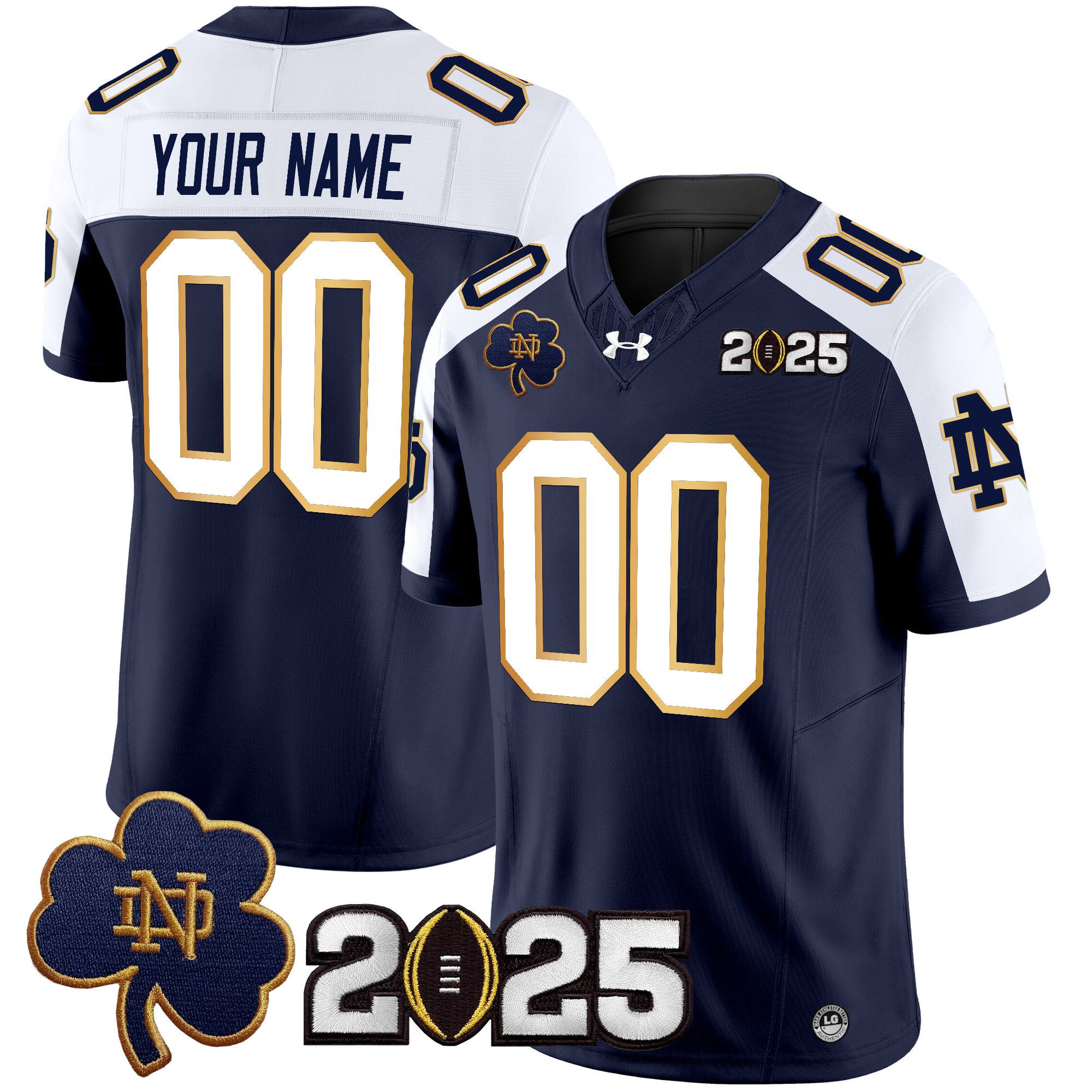 Men Notre Dame Fighting Irish Blue 2025 CFP Final Patch Vapor Limited Custom NCAA Jersey style 1->customized ncaa jersey->Custom Jersey